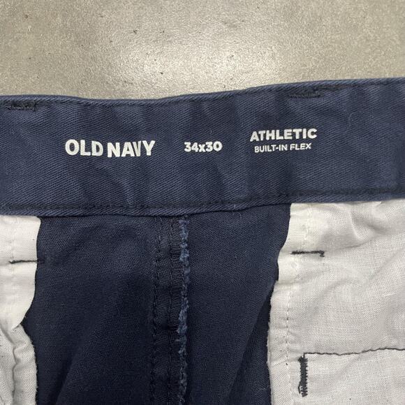 Old Navy Chino Pants Mens 34x30 Navy Blue Athletic Built-In Flex Stretch Casual - Picture 3 of 6